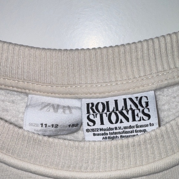 Zara Beige Rolling Stones Graphic Sweatshirt - Picture 2 of 3